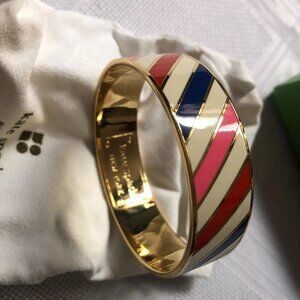 Never used Kate Spade colorful striped enamel and gold bangle bracelet